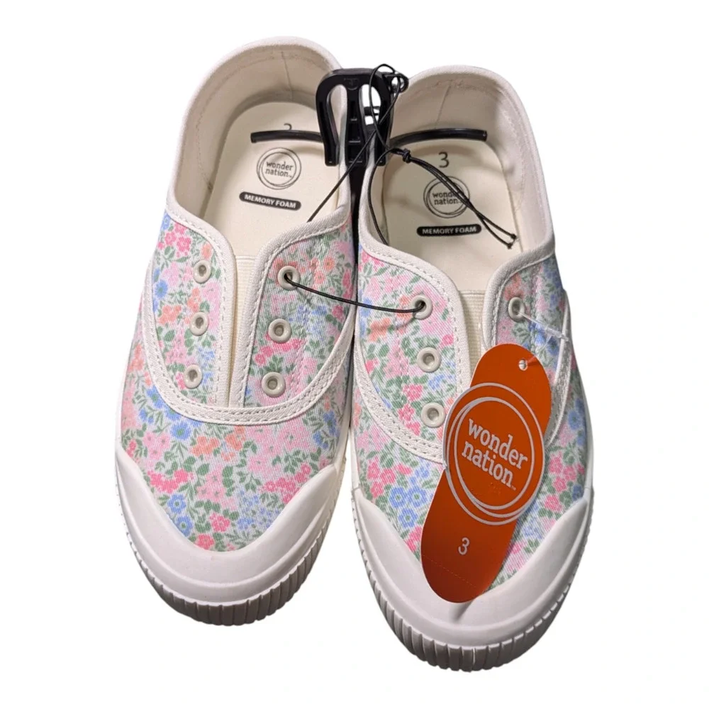 Wonder Nation Girls Floral Casual Plimsole Sneakers Shoes Size 3 NWT